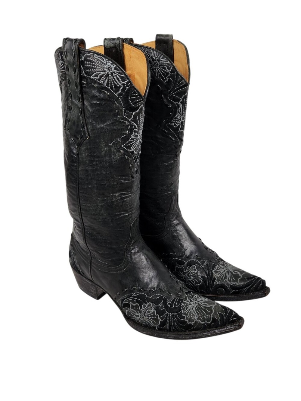 Old Gringo Erin L640-9 Black Leather Western Floral Cowgirl Boots Womens Size 7